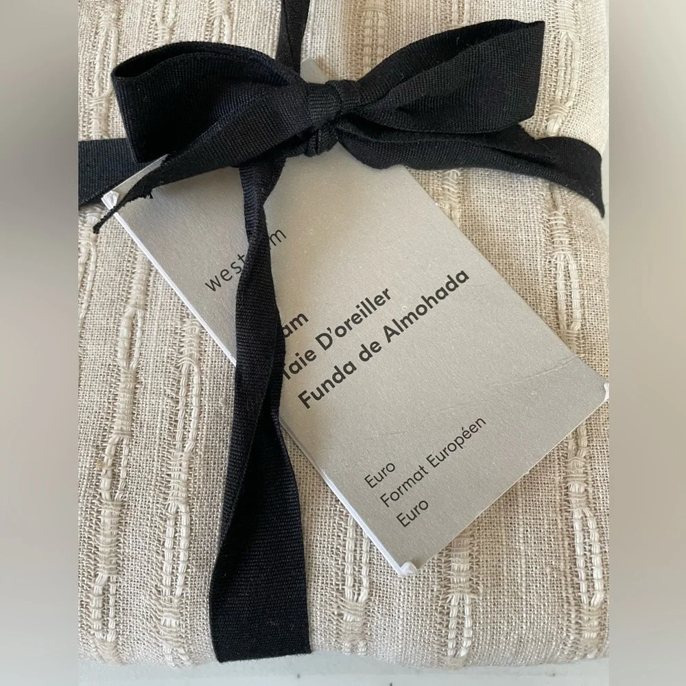 West Elm Reese Linen Cotton Euro Shams in Sand #3